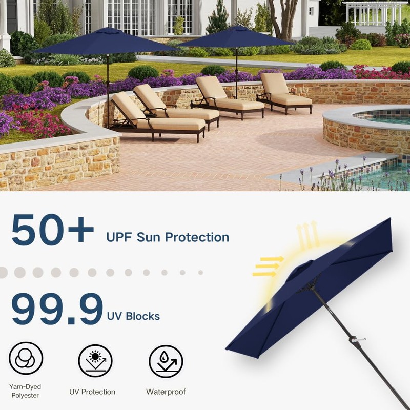 Patio Kingdom 6.5' x 10' Rectangular Patio Umbrella Large Outdoor