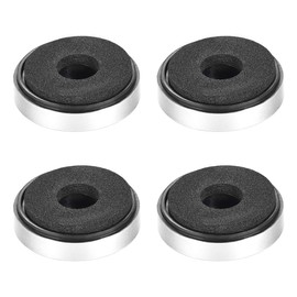 sourcing map Pack of 4 Plastic Foot Anti-Vibration Base Padding Tip Mat for Speaker Guitar Amplifier HiFi Silver Tone