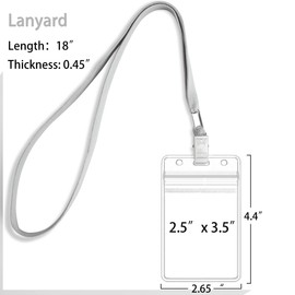 100Pcs Clear Plastic Name Tags Badge ID Card Holders and 100Pcs Black Lanyards with Clip (Grey)
