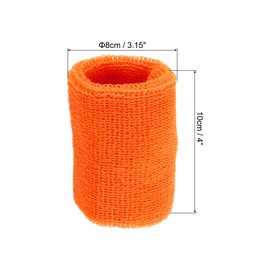 PATIKIL Pack of 2 Sweatbands Wrist 8 x 10 cm Soft Thickened Cotton Fitness Arm Sweatband for Tennis Basketball Football, Orange