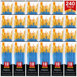 AROIC Acrylic Paint Brush Set, 24pack/240pcs Nylon Wool Paint Brushes, for Oil Painting Rock Body Painting, Artist Amateur Craft Paint Brushes Supplies, Children Adult Painting Small Paint Brush Set.
