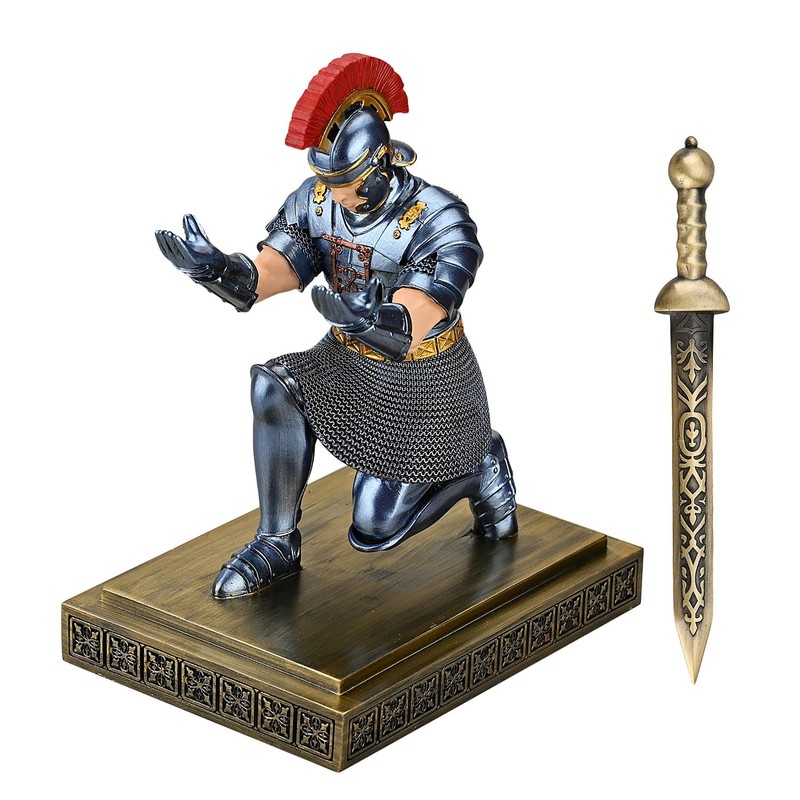 CYXStar Roman Praetorian Warrior Knight Pen Holder Desk Ornament Resin