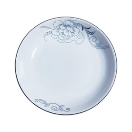 Autminia 5 Pack Ceramic Plates with Flower Pattern, 7 inch Large Dessert Salad Porcelain Dinner Plates, Ceramic Dessert Dishes for Steak, Pasta, Pizza, Appetizer (Dishwasher Safe & Microwave Safe)