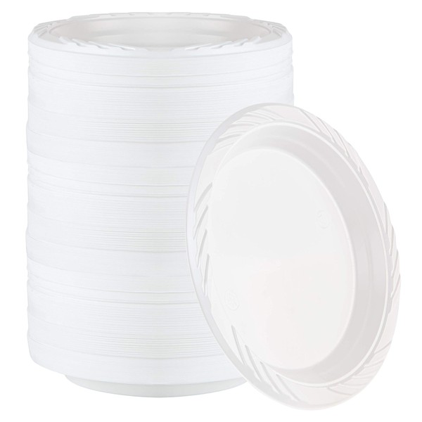 PLASTICPRO 400 Count Disposable 7 Inch White Plastic Plates