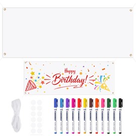 300 x 100 cm Blank Banner with String without Sticker + 12 Colours Textile Pen