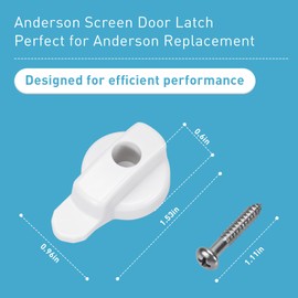 ArrogantF Screen Door Latch w/Screw Compatible with Andersen Sliding Screen Door Lock in White 1991 to Present,Fit for FrenchWood Hinged Screen Doors, Patio Door Permashield Door Insect Screen Door
