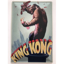 Tin Sign 20 x 30 cm Curved King Kong Empire State Building New York Cinema Decorative Gift Sign