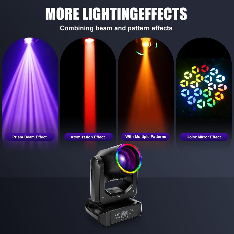 XPCLEOYZ 150W Moving Head Lights, 18-Facet Prism Stage Beam DJ