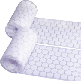 1000(500 Pairs) Self-Adhesive Dots Withstrong Adhesive Strength, White 0.59 inch Diameter Circle Dots Nylon Sticky，Fastener Round Tapes Hook Dot Loop Dot for School, Office, Home, Mounting