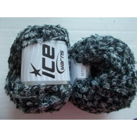 Ice Yarns Boucle sale wool blend yarn, black light cream, lot of 2 (220 yds ea)