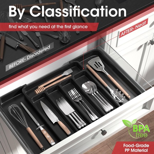 Aujen Aujen Silverware Organizer - Expandable Kitchen Drawer Organizer, Adjustable