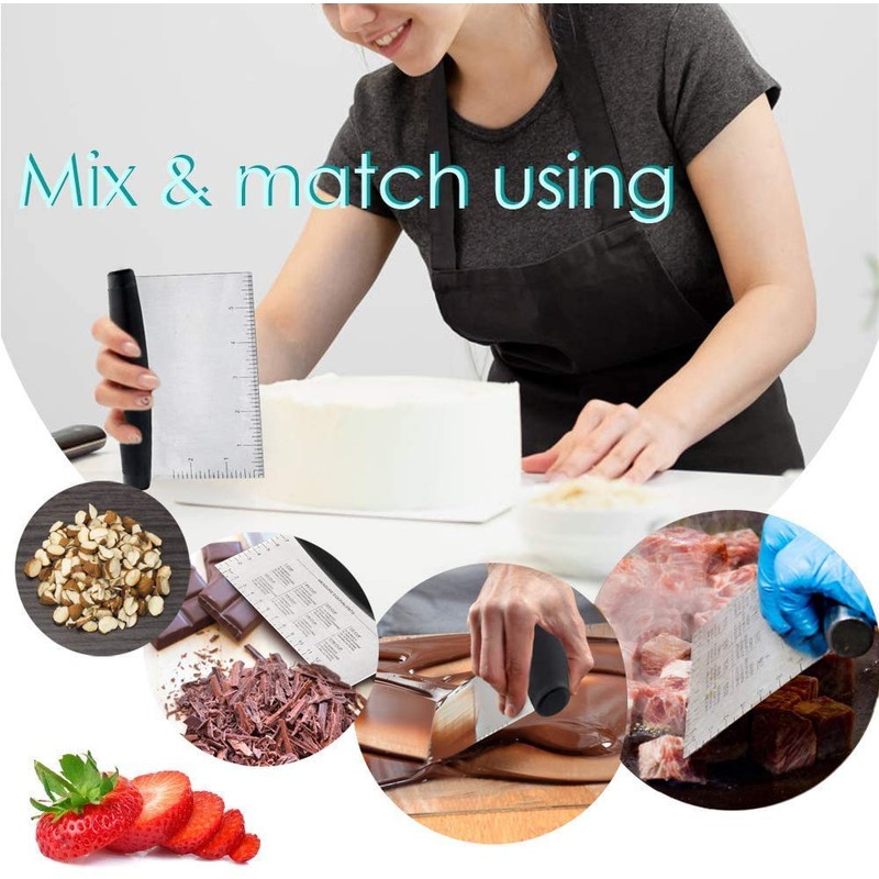 Stainless Steel Metal Griddle Scraper Chopper, Dough Bench Scraper Pastry
