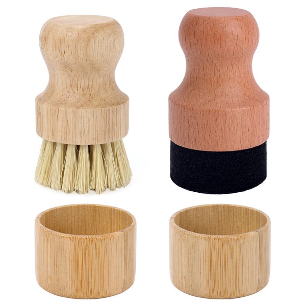 Cutting Board Oil Wax Applicator with Scrub Brush, Wooden Mineral