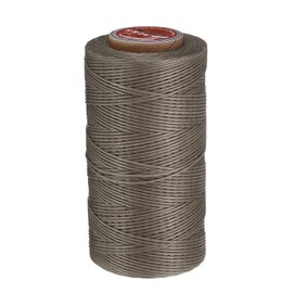 uxcell Flat Leather Sewing Waxed Thread, 200m / 219 Yards Polyester Wax String, 210D Wax Stitching Cord for Leather Crafts, Bookbinding, Bracelets Braided, Gray Brown