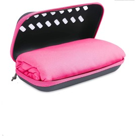 Microfiber Camping Towel With EVA Case, Super Absorbent And Quick-Drying Beach Towel, Portable Travel Microfiber Towel for Walking, Cycling, Running, Swimming, Yoga, Beach, Gym (Rose, 36"x71")