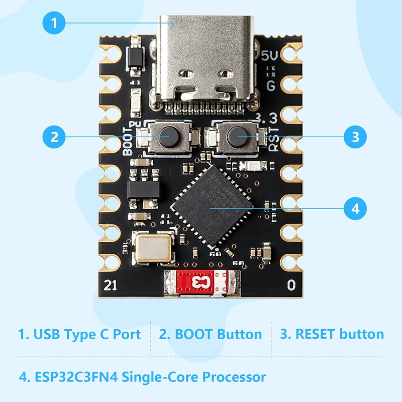 ESP32-C3 Super Mini Development Board 5PCS, ESP32 C3 Mini WiFi