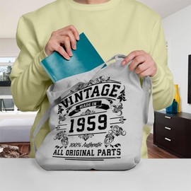 65th Birthday Gifts for Women Men Vintage Original Parts 1959 Funny Tote Bags Present White
