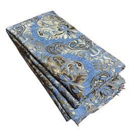 TinaKim Floral Upholstery Fabric, Jacquard Damask Chenille, for Recover Furniture Chairs Couch Material (Blue, 2 Yard)