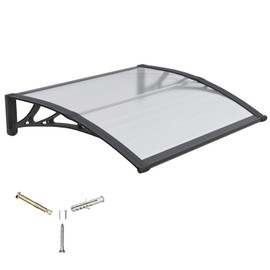 Awning for Door Entrance,32x40 in Window Awnings for Doors Canopy Polycarbonate Cover Patio Door Awning UV Rain Snow Sunlight Protection Hollow Shee