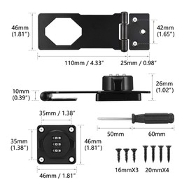 ACBungji Cabinet Lock 3-Digit Combination Lock Padlock Security Hasp Lockable 4.5 Inch Hasp Password Door Bolt Lock for Gate Cabinets Barn Door Outdoor Garage Garden Pack of 1