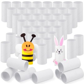 Henoyso 100 Packs Cardboard Tubes for Craft 1.57 x 3.74 Christmas Cardboard House Toilet Paper Rolls Thanksgiving Craft Cardboard Paper Tubes Supplies for Kid DIY(White)