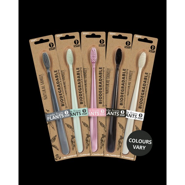 The Natural Family Co Bio Toothbrush Single - Pastel (Assorted)