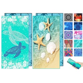 Sand Proof Microfiber Beach Towels Adult –Quick Fast Dry Beach Oversized Accessories for Travel Swim Pool Yoga Camping Blanket Essentials Lightweight Must Haves Items Women Gifts Turtle Starfish