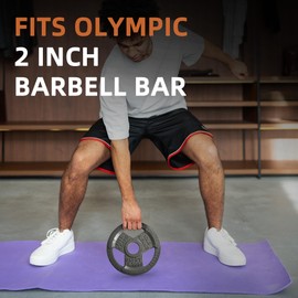 Fitvids Olympic Cast Iron 2-Inch Weight Plate for Strength Training & Weightlifting, Multiple Weights Available, 10LB (Set of 4)