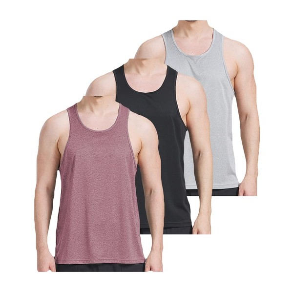 3 Pack Men’s Workout Tank Top Dry Fit Performance Gym