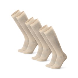 DANISH ENDURANCE Organic Cotton Compression Stockings Support Stockings Thrombosis Stockings 14-18mmHg Unisex for Men & Women, beige 3 pair