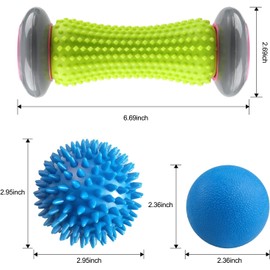 Foot Massage Roller for Plantar Fasciitis, Foot Massage Set for Feet Massage Ball Massage Ball with Nubs Heel Spurs Hedgehog Ball for Back Legs Feet