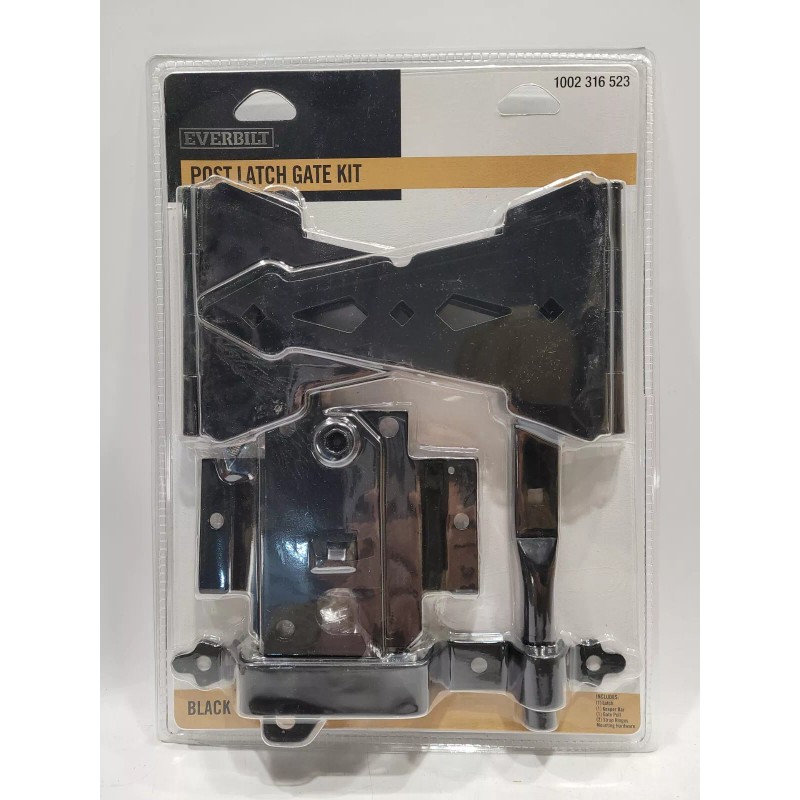Everbilt Black Post Self Latching Gate Set Kit 1002 316