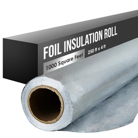 Houseables Radiant Barrier, Radiant Barrier Insulation Roll, Attic Insulation, 1000 Sq Ft, 250'x4', House Wrap, Reflective Foil, Attic Foil, Double Reflective Heat Shield, Perforated Aluminum, Thermal