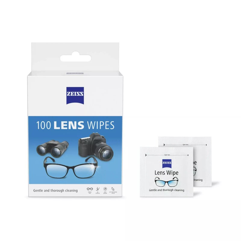 ZEISS Gentle and Thorough Cleaning Eyeglass Lens Cleaner Wipes, 100