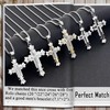 JUNOVUROS Large and Small Men's Cross Necklace Set with 5