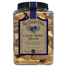 La Dolce Vita Classic Italian Biscotti: 2 Jars of 40 Oz