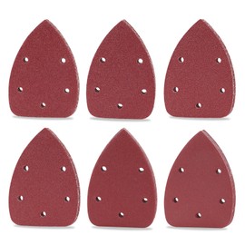 Apdvenk Sandpaper Triangle Sander, 60 Sheets Delta Sandpaper Velcro 140 x 90 mm Sanding Triangles Sanding Sheets 5 Holes, 10 x Each Grit 40/60/80/120/180/240, for Delta Sanders and Multi Sanders
