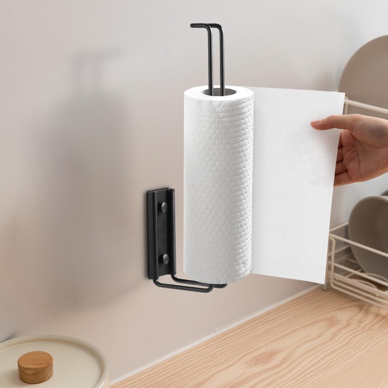 Brencco Kitchen Roll Holder, Wall Mount, Aluminium, Black - Modern