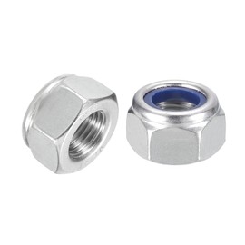 sourcing map 15Pcs M14x1.5mm Nylon Insert Hex Lock Nuts, 304 Stainless Steel Self-Locking Nylon Insert Stop Nut for Industrial Construction Fasteners, Silver&Blue