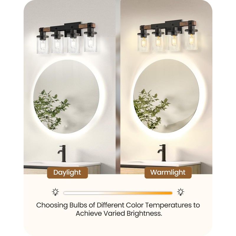 GOEBLESON 4-Light Bathroom Light Fixture, Farmhouse Vanity Lights for Bathroom
