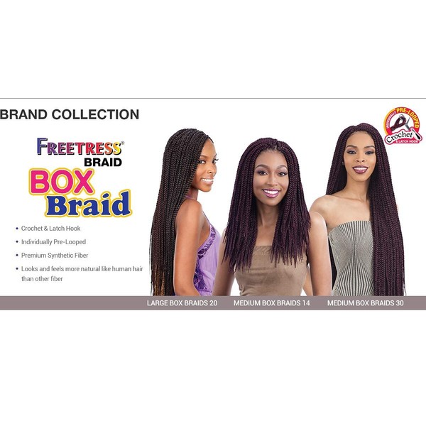 FreeTress Synthetic Hair Crochet Braid Medium Box Braids (6-Pack, OT530)