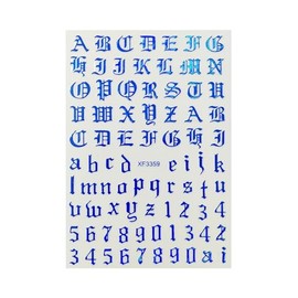 Generic Art Latin Letter Nail Sticker Old English Letter Number Nail Decals Blue Nail Wraps Stickers Manicure Supplies for Women Nails Full Long Lasting Easy Apply and Remove