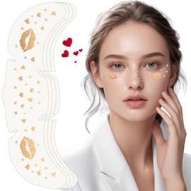 Auiremrti Glitter Freckles Makeup Patches, Pack of 4 Glitter Face Freckles Tattoo, Waterproof Golden Smooch, Valentine's Day, Temporary Tattoos, Festival Freckles, for Party, Performances