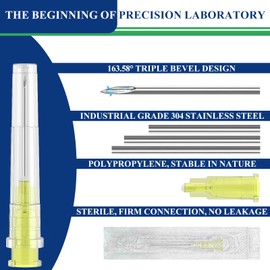 20Gauge 1 Inch Needle for Liquid Lab Tools Accessories Disposable, Individually Packaged, Pack of 100