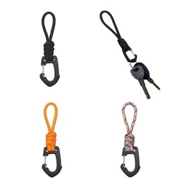 SquEqu 4 Pack Paracord Keychain Carabiner Clip Finger Strap 4 Inch Short Paracord Lanyard Key Keeper Belt Look Key Ring Holder Small Wrist Lanyards for Wallets Keys Whistle Tactical Backpack Outdoor