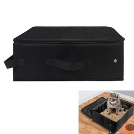 Roczential Factory Stock Portable Foldable Travel Cat Litter Box with Lid and Handle, Waterproof and Durable Fabric, Standard Size, Easy to Clean, Compact Design for Indoor and Outdoor Use
