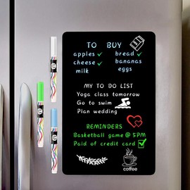 Magnetic Dry Erase Board Fridge White Board Sheet 20 x13 inch, Flexible Large Refrigerator Magnets Whiteboard Planner for Home Kitchen, 2 Markers and Eraser - Color: Black 17"X11"