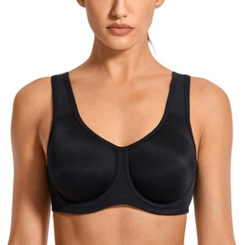Syrokan Women's Firm Support Sports Bra, for Large Breasts, with Underwire, for Large Sizes, black