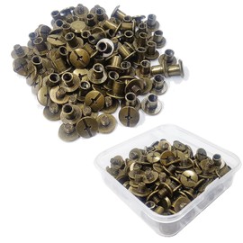 JXPXJMY 50 Pieces Chicago Screw Rivets and Rivets Set for Books Leather Books etc (Bronze, M5 x 6)