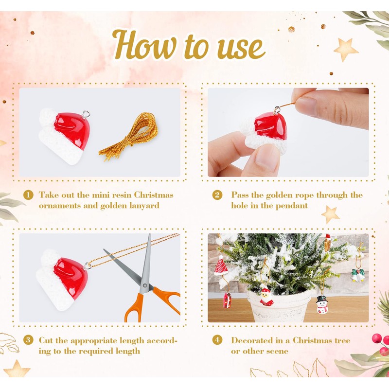 36Pcs Mini Christmas Ornaments Resin DIY Christmas Tree Hanging Decorations